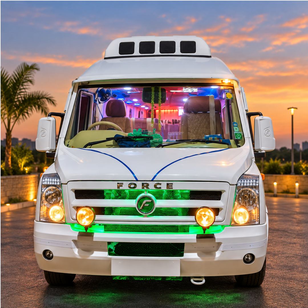 26 Seater Tempo Traveller Rental in Chennai – exterior view