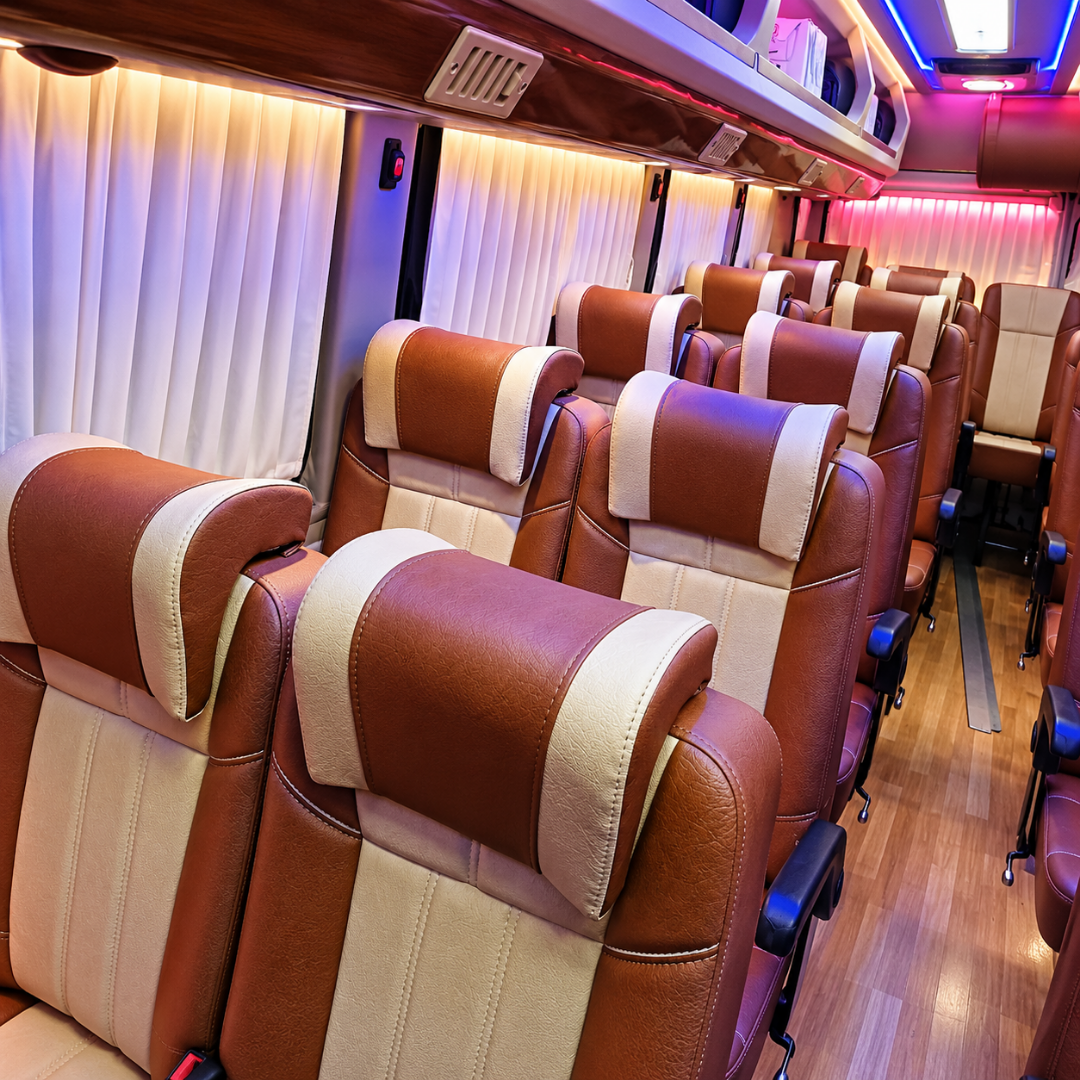 26 Seater Tempo Traveller Rental in Chennai – interior seating