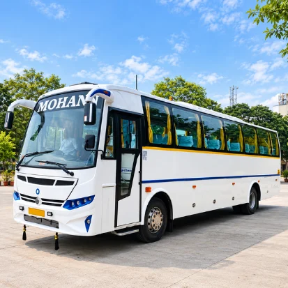 Bharat Benz Bus Rental in Chennai – exterior view