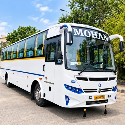Bharat Benz Bus Rental in Chennai – exterior view