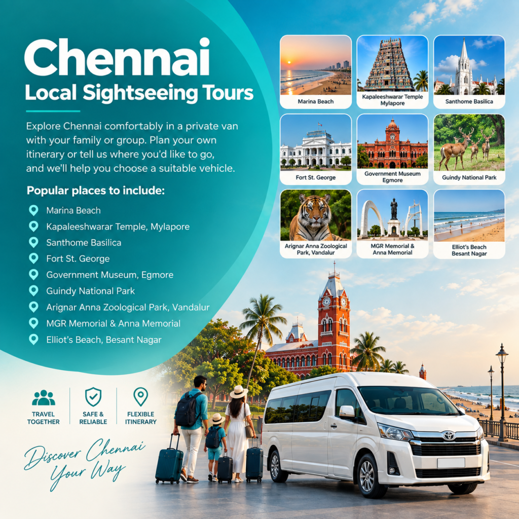 Chennai local sightseeing tours by van