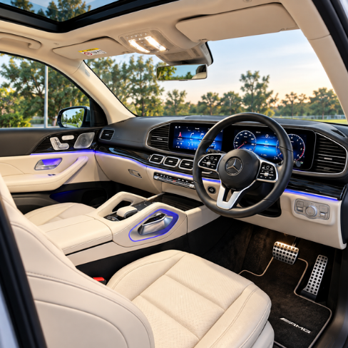 Mercedes-Benz GLS 450d Rental in Chennai – dashboard and cockpit