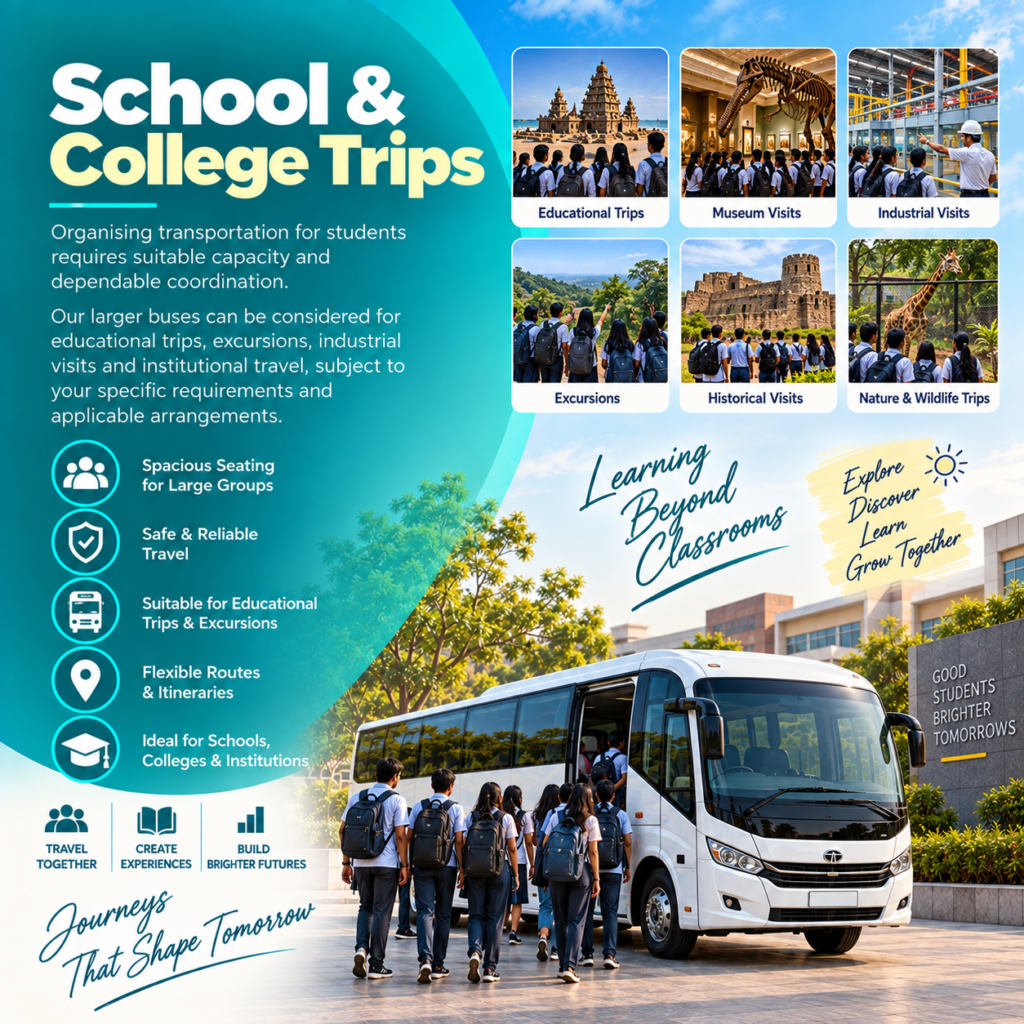 School and college trips van rental in Chennai