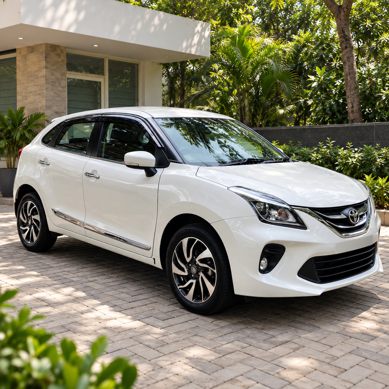 Toyota Glanza Rental in Chennai – exterior view