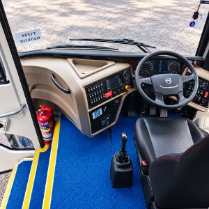 Volvo Bus Rental in Chennai – dashboard and cockpit